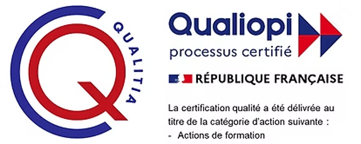 Logo Qualiopi, processus certifié, République Française, actions de formation